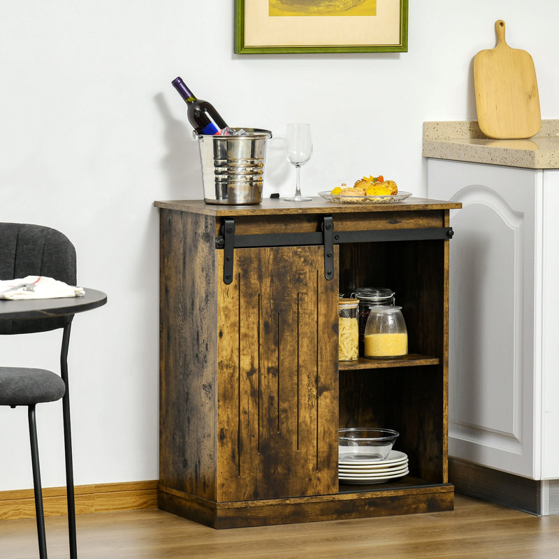 Armoire à vin industrielle, armoire de rangement avec buffet, barre de service avec porte de grange coulissante