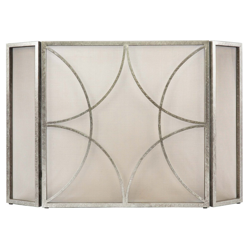 Pare-étincelles en fer 3 panneaux London, Argent royal