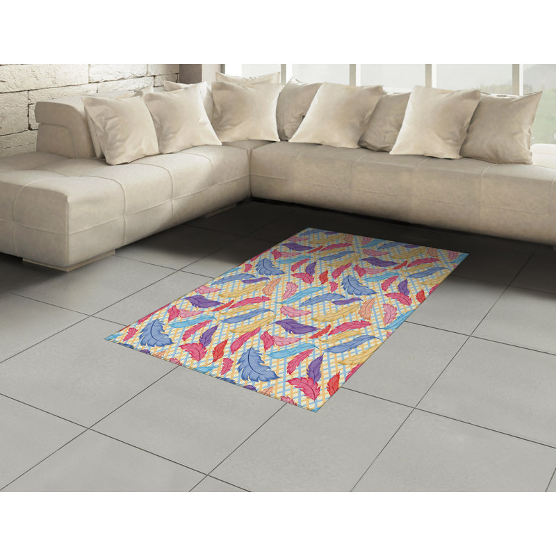 Tapis décoratif à longues fibres en polyester à haute densité Feathers, Rectangle— 4 pi x 5 pi 8 po