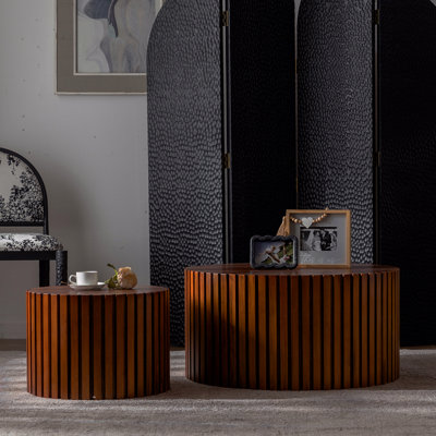 Table basse ronde en bois pour salon et petit espace
