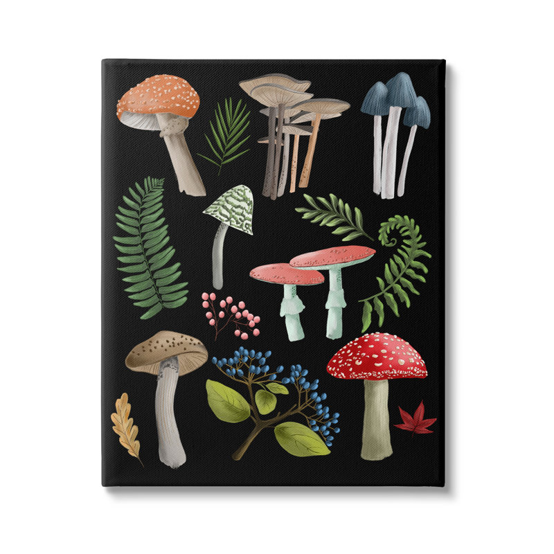 «Woodland Botanicals on Black», art mural par Regina Moore, H 48 po x l 36 po x P 1,5 po