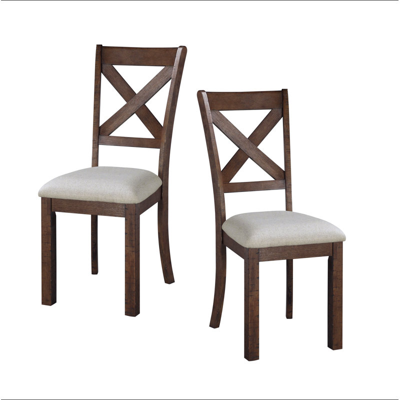 Ensemble de chaises de salle à manger à finition brune et ensemble de chaises de salle à manger à dossier en X beige