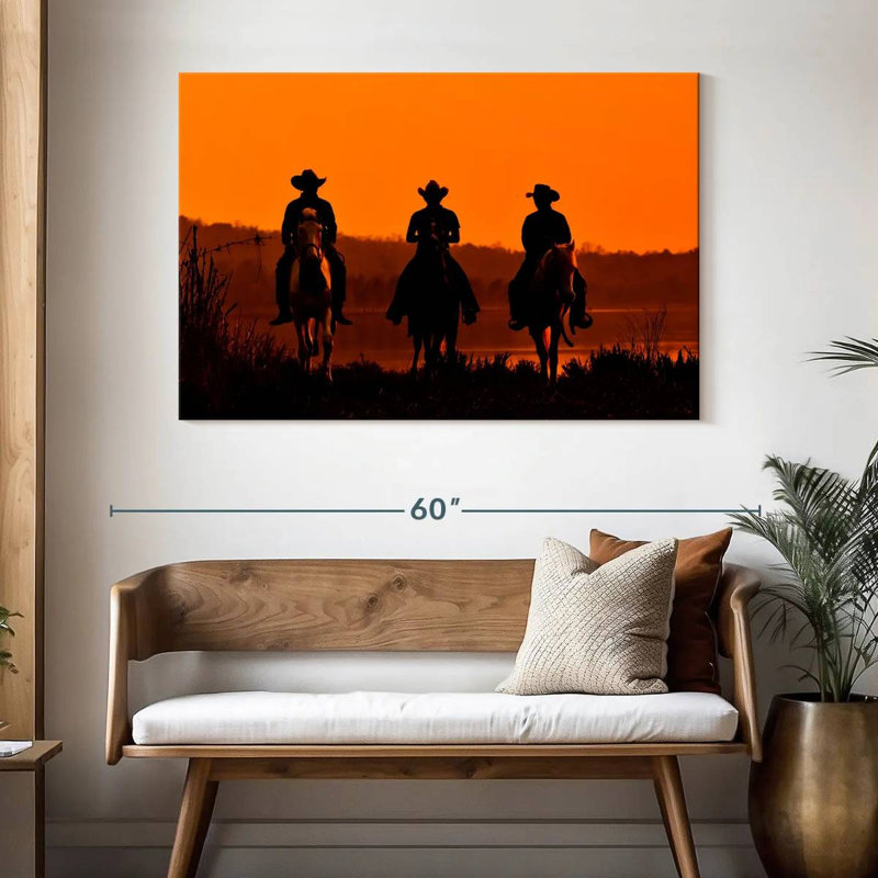 Lelar Cowboys At Sunset, 32" H x 48" W