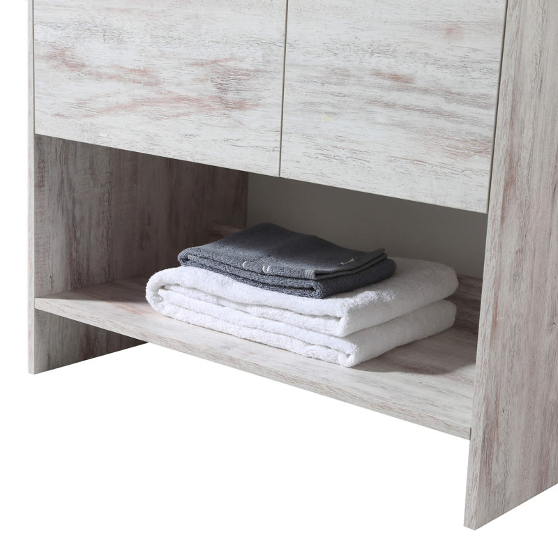 30'' Single Bathroom Vanity with Vitreous China Top, Rustic White
