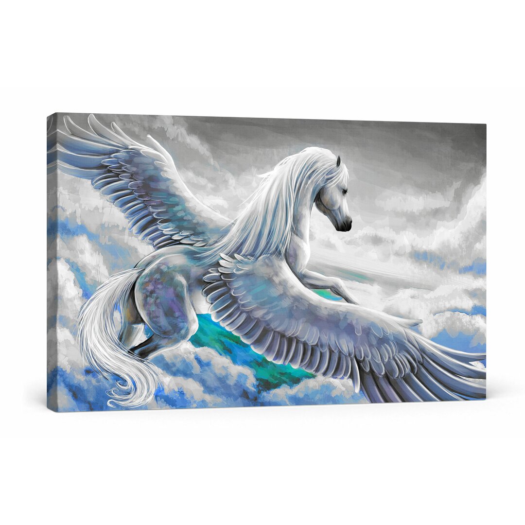 Leinwandbild Pegasus fliegt über den Wolken