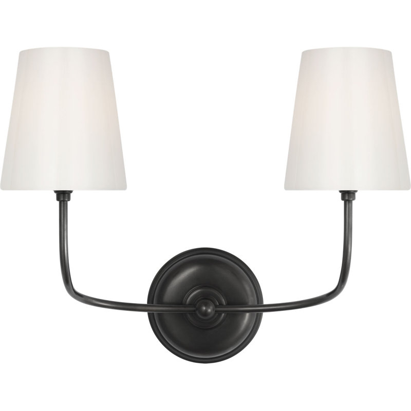 Vendome Double Sconce with White Glass, Bronze