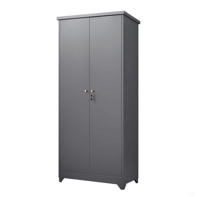 Metal Outdoor Cabinet, Made Of Stainless Steel, Large Capacity, Secure Lock For Anti-Theft, Waterproof And Moisture-Proof, With Shelves, Cleaning Tool Storage Cabinet, Vertical Tall Garden Cabinet.
