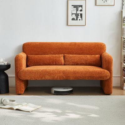 59.06'' 2-Seater Velvet Loveseat Solid Wood Frame with Storage Base, Movable Pillows, Scratch-Free Rubber Feet for Small Spaces