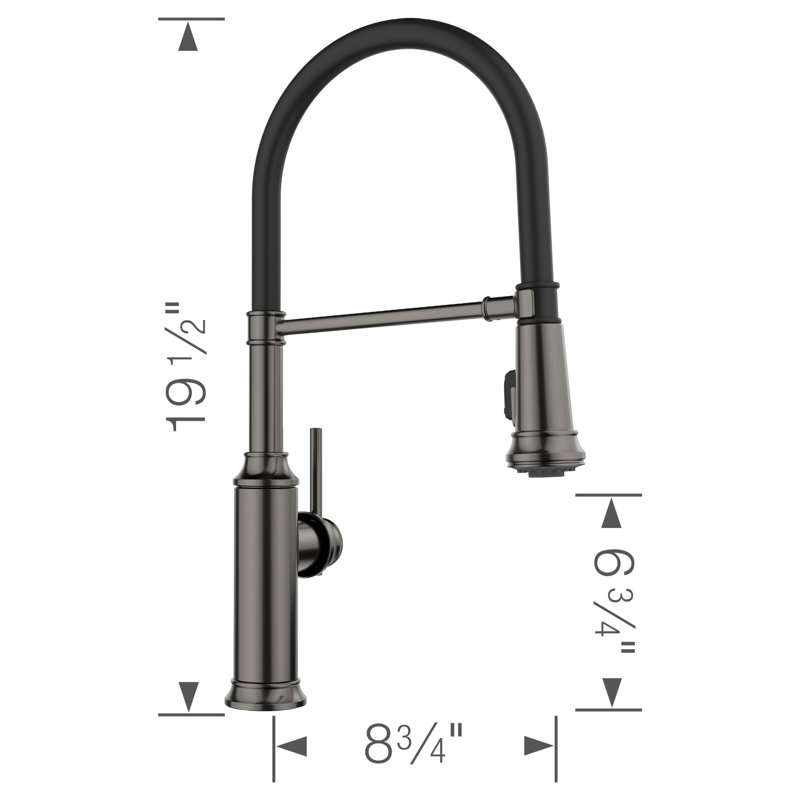 Empressa Semi-Pro Pull-Down Dual-Spray Kitchen Faucet, Satin Dark Steel
