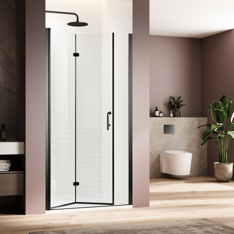 Porte de douche réglable - 1/4 po en verre trempé noir