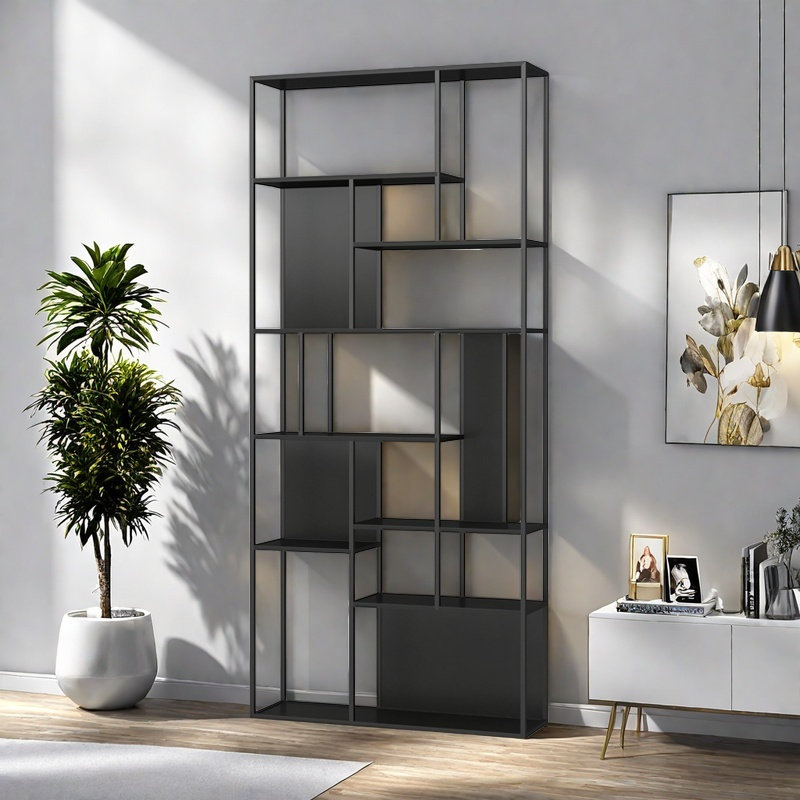 Minimalist and beautiful bookcase, (8 Shelves) 78.7"H x 35.4"W x 9.8"D, Black