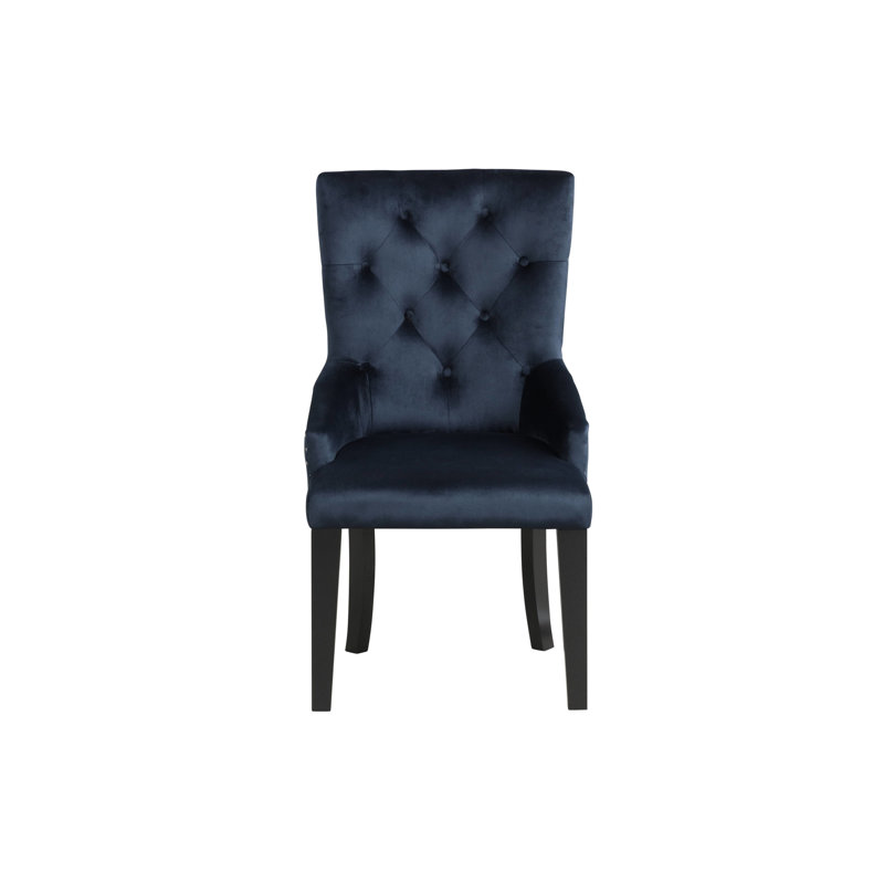 Chaise d'appoint en velours bleu foncé foncé avec assise inclinée de 20 po de profondeur, 22 po de largeur et 220 lb de confort