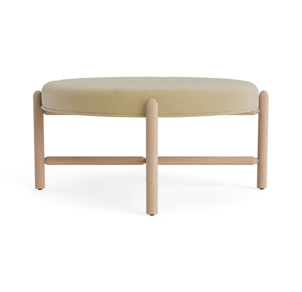 Vane 36" Upholstered Ottoman, Khaki, Oak