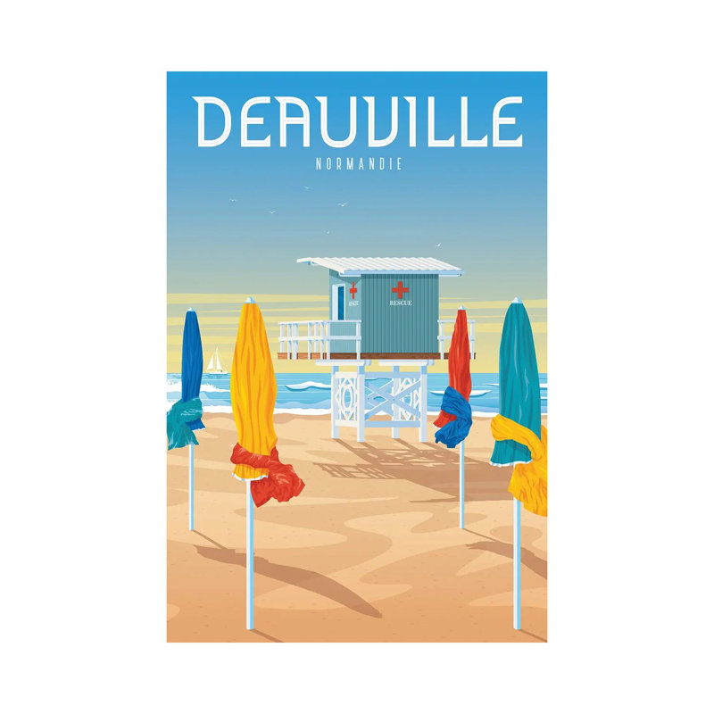 «Deauville Beach France Travel», reproduction d'art mural