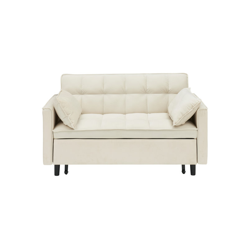 Canapé-lit convertible beige capitonné moderne - canapé-lit coulissant pour le salon, Beige
