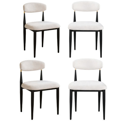 Ensemble de 2 chaises en chenille, pieds robustes en métal noir, dossier lombaire sans accoudoirs pour la salle à manger et la cuisine