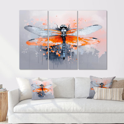 «Watercolor Dragonfly Wings» - ensemble de reproductions d'art mural libellule