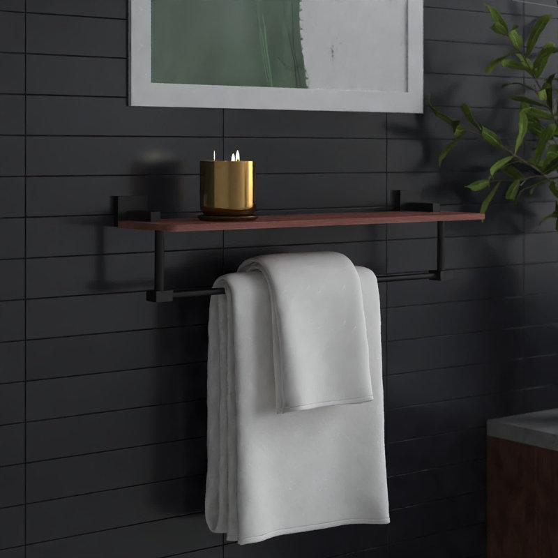 Porte-serviettes mural Haranu, Noir mat