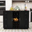 Îlot de cuisine avec station de charge, armoire de rangement à 2 portes, tablettes réglables et support à vin-1303524058