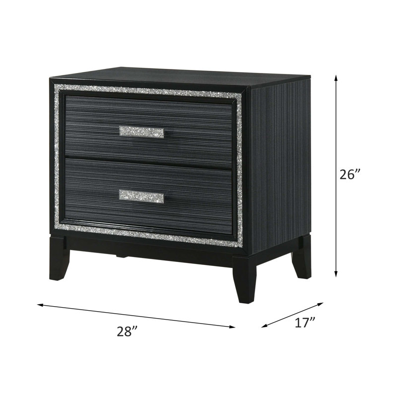 Saryiah 2 - Drawer Nightstand, Black