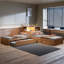 Lit plateforme simple en L avec armoires de rangement, bureau, lit gigogne et lumière DEL-856782321-856782322