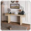 Console très large en placage de bois véritable de 66 pouces, design minimaliste pour le vestibule et le salon, finition chêne vieilli-462514736