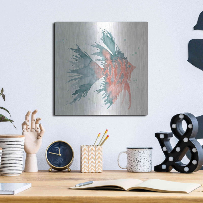 Beachcrest Home ™ «Splash V» par Elyse DeNeige, art mural en métal, H 12 po x l 12 po