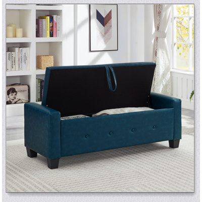 Banc de rangement avec repose-pieds de 48 pouces, revêtu de similicuir, idéal pour la chambre à coucher, le salon et le couloir