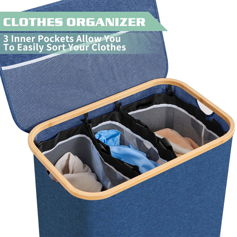 Bhargava Laundry Hamper with Handles, Blue