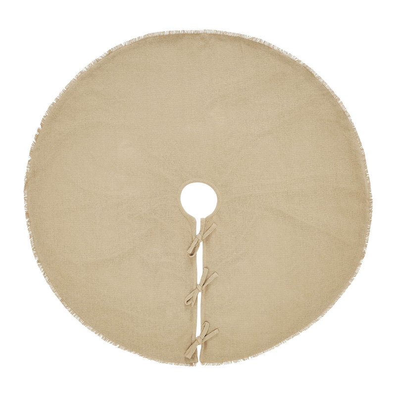 Yuletide Burlap Tan 36" Round Christmas Tree Skirt