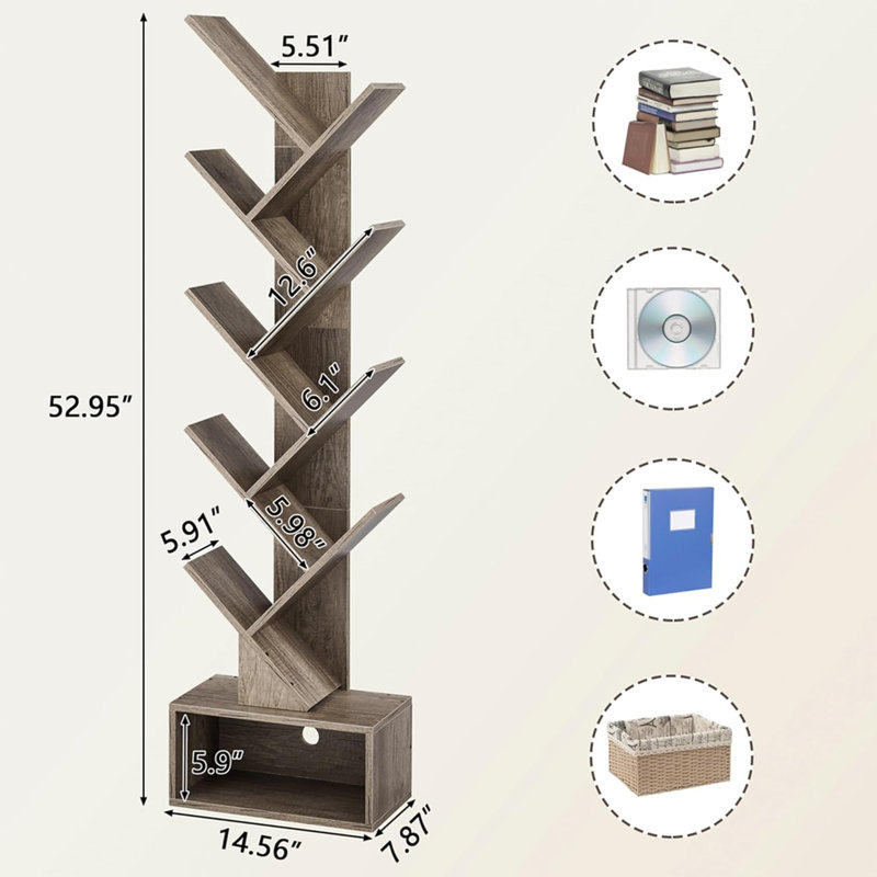 Jamod Book Cabinet Bookcase, Gray