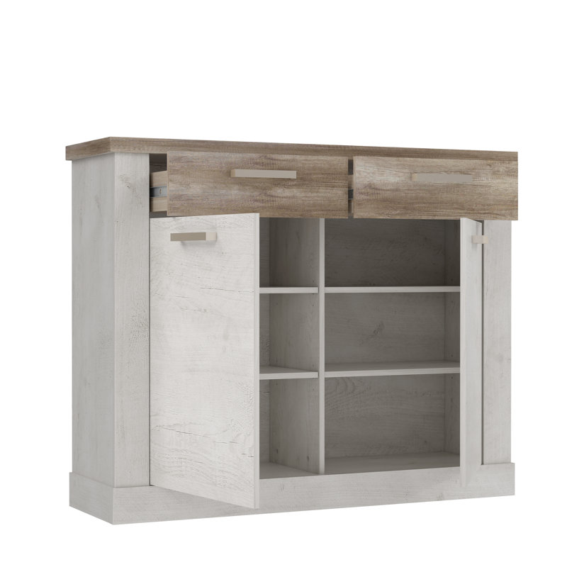 Nuzzo 12 Pair Shoe Storage Cabinet, White/Oak Antique