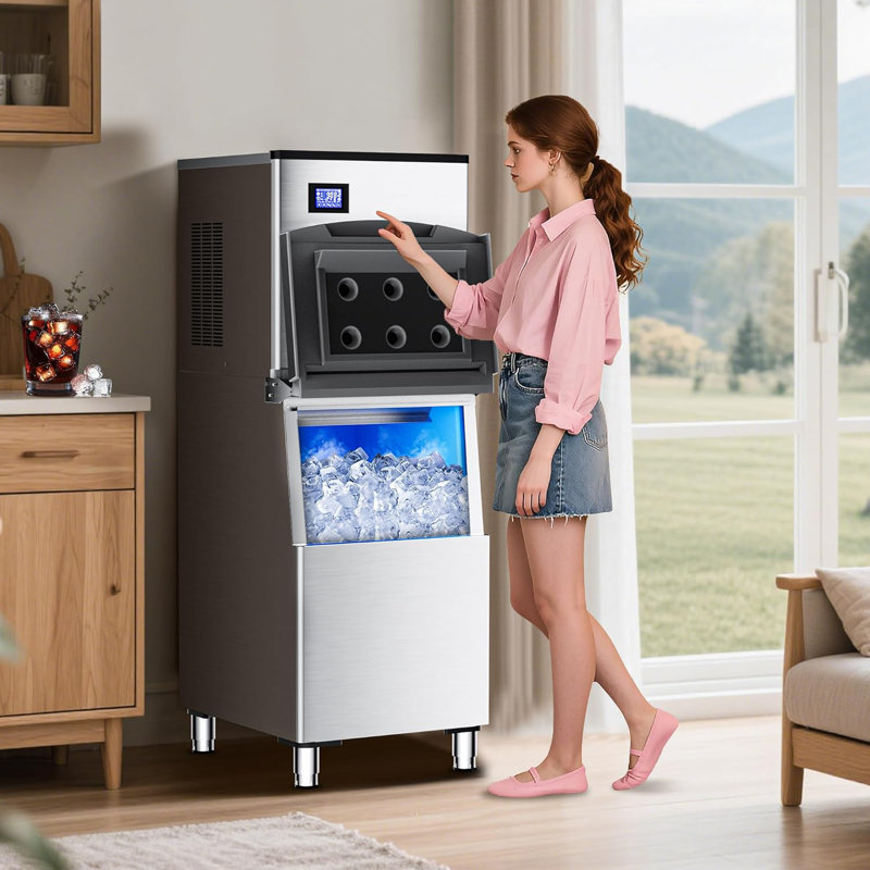 Machine à glaçons commerciale autoportante / encastrée en acier inoxydable 148 lb / jour en acier inoxydable avec 2 entrées d'eau