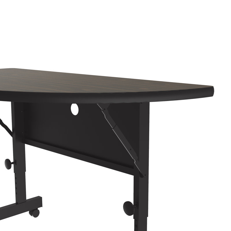 Half-circle 3 Person Height Adjustable Flip Top 48'' L Modular Training Table with Casters