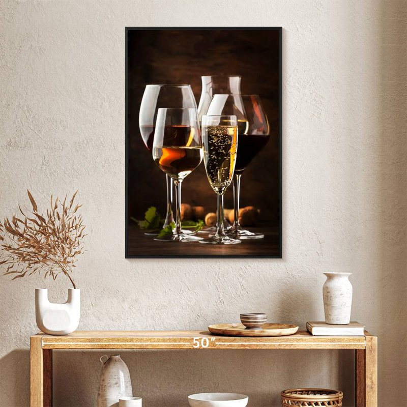 Variété de vin, 25 po x 37 po, Cadre flottant noir