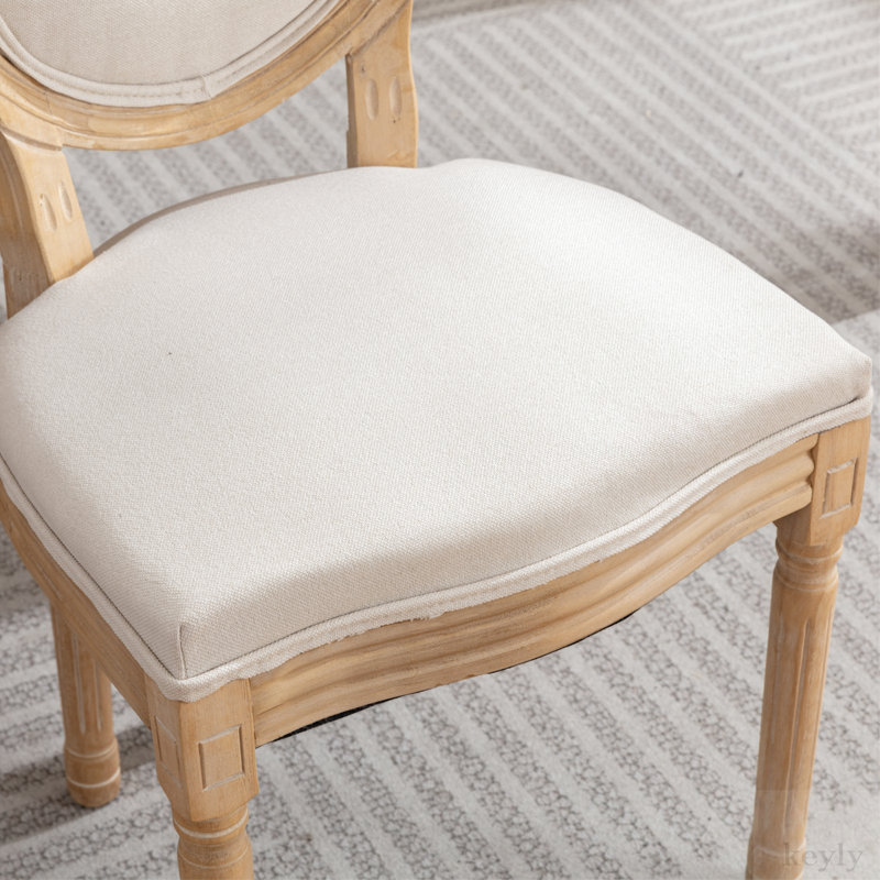 Ajith Fabric Side Chairs Dining Chairs,Upholstered Dining Chairs,Kitchen Chairs, Linen Beige