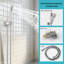 Système de douche à pluie avec support de rangement Ensemble de robinet de douche 10 pouces Nickel brossé à haute pression avec pomme de douche carrée Fixation murale de luxe-1048207559
