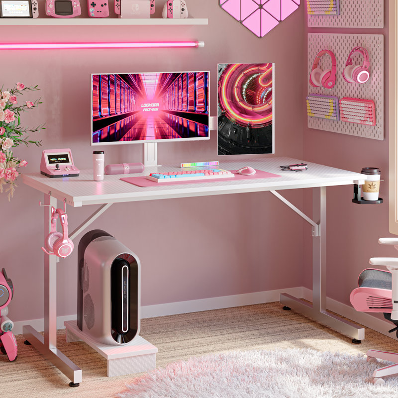 Aayliah Metal Base Computer Desk, White