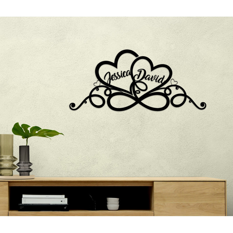 Coeurs et infini, décoration murale en métal Love Art avec votre texte personnalisé pour mariage, cadeau de la Saint-Valentin