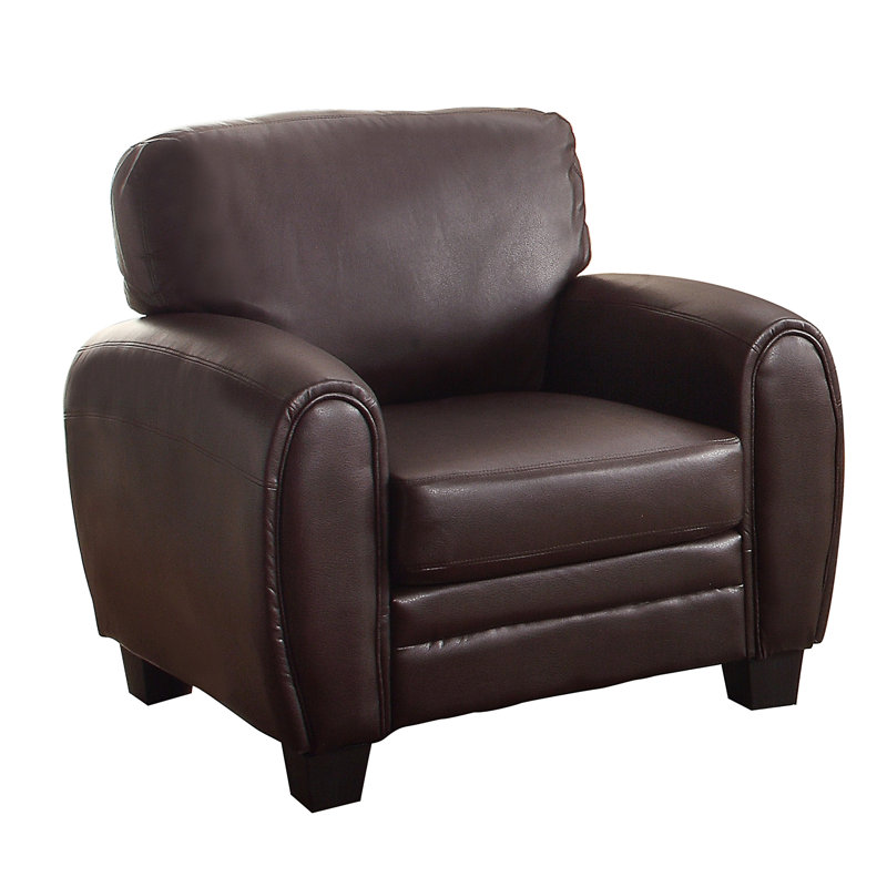Ensemble de canapé moderne brun foncé avec canapé confortable et causeuse en similicuir 2 pièces