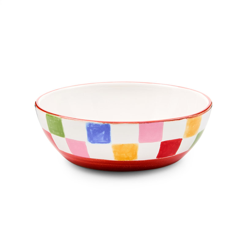 Check Bowl, White/Red/Yellow