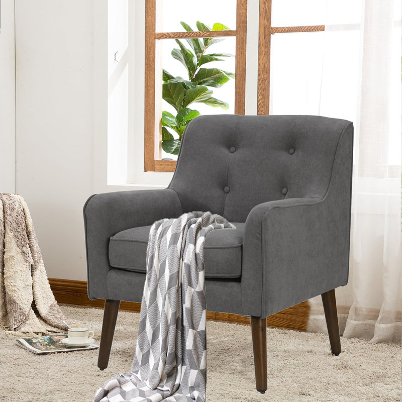 Fauteuil capitonné de 27,5 po Kirilka CAL117, Mélange de polyester gris foncé