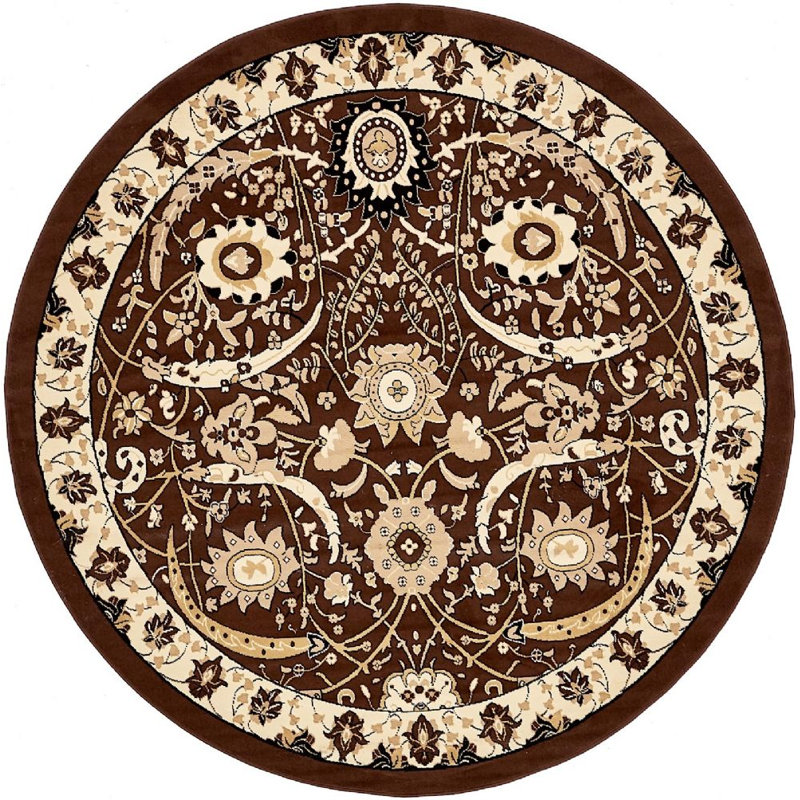 Kashan Floral Indoor Rug, Round 8'