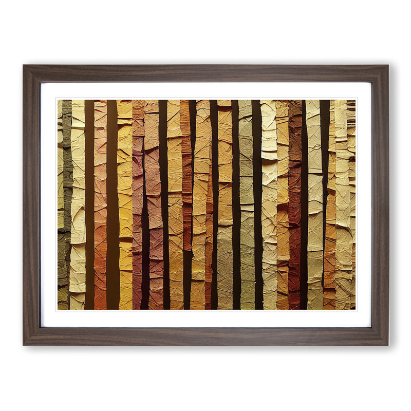 Summer Forest Torn Paper Abstract - Single Picture Frame Print, 46cm H x 64cm W x 2cm D, Walnut Framed