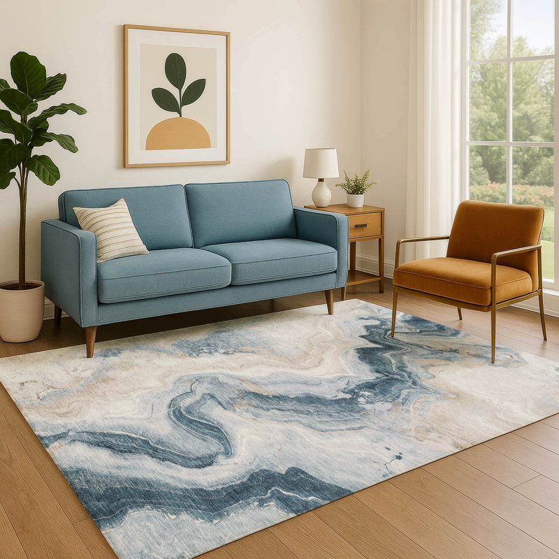 Premium Machine Washable Chelston AMF1862 Swirls Rug, Rectangle 8' x 10'