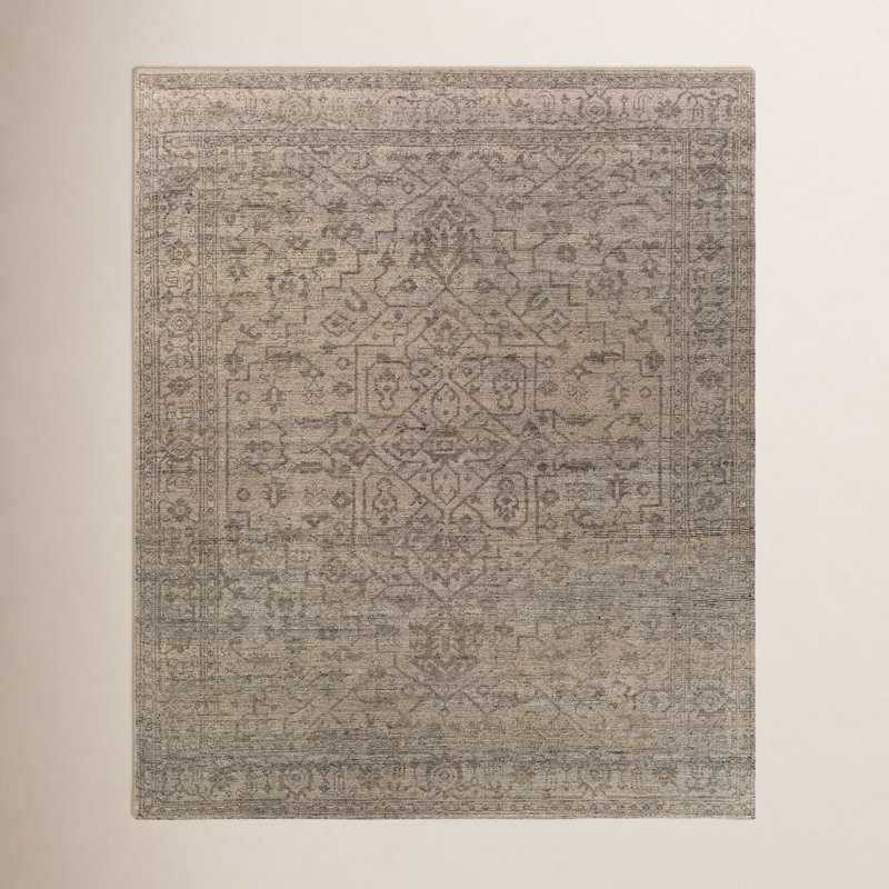 Tapis gris / brun en laine noué à la main Robby, Rectangle 2 pi x 3 pi