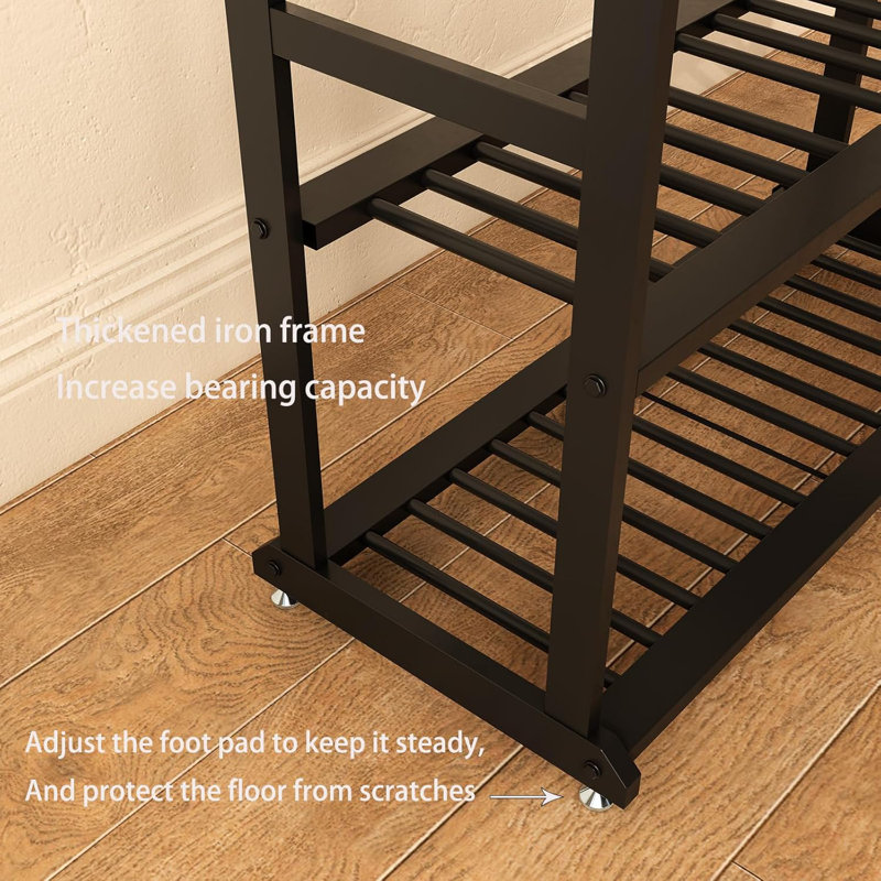 Black Heavy Duty Metal Garment Rack with Shelves and Hooks