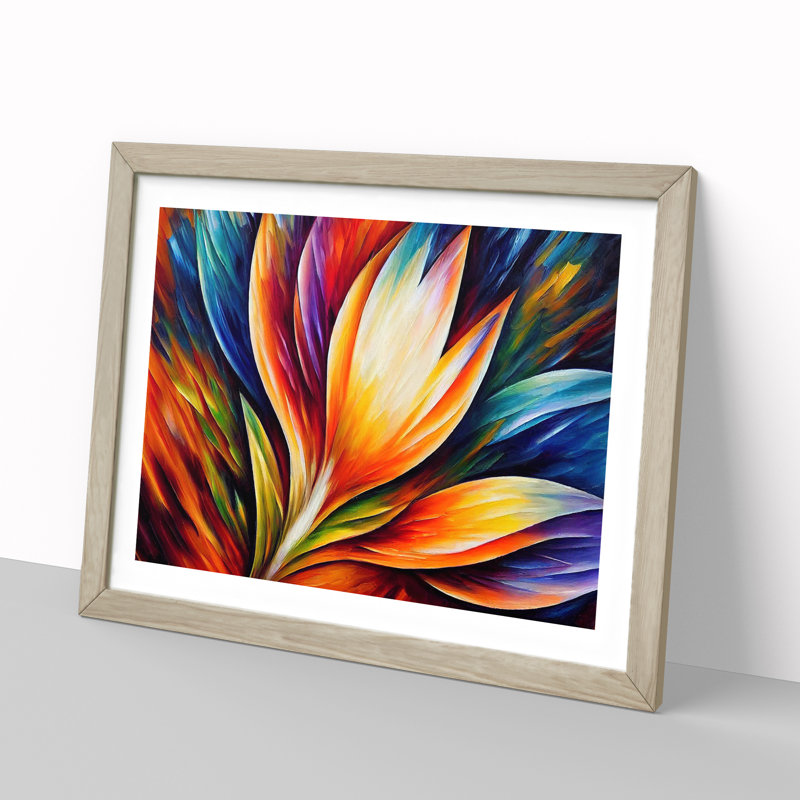 Bird Feather - Single Picture Frame Painting, 25cm H x 34cm W x 2cm D, Oak Framed