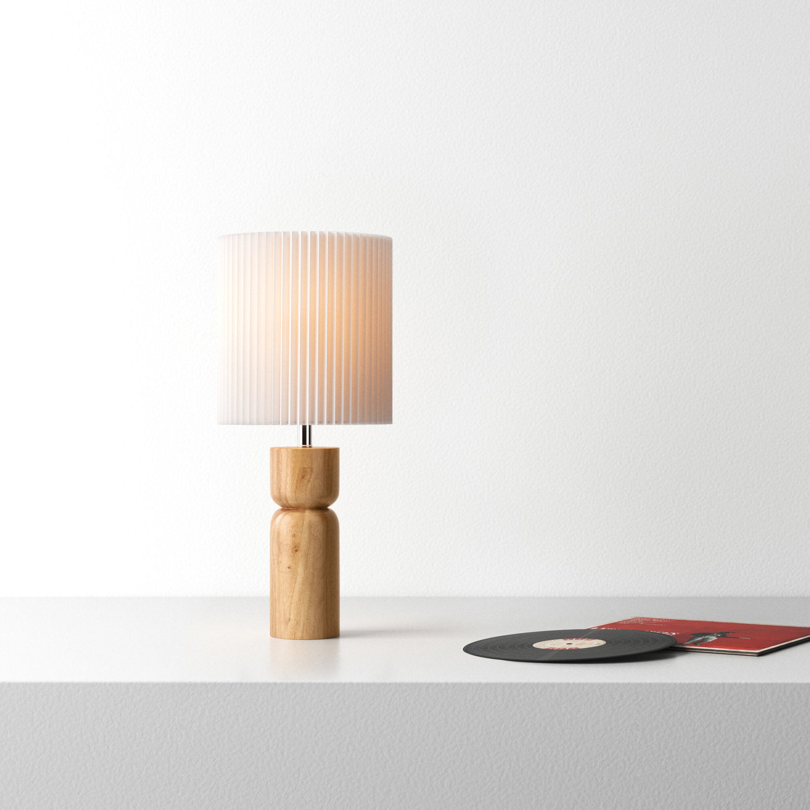 Osha Solid Wood Table Lamp, Natural , White