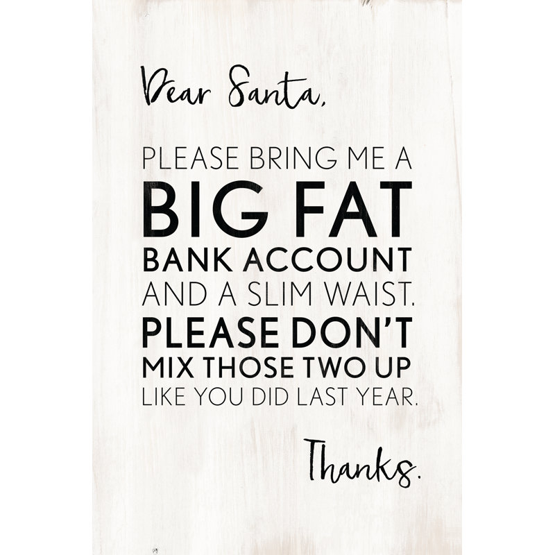 Dear Santa - Wrapped Canvas Print, 30cm H x 46cm W